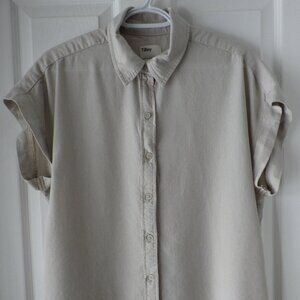 Tilley Women's Classic Neutral Button Front Striped Shirt Size Lg Casual Comfort